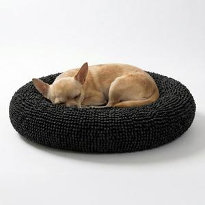 Muddy Mat Cloud K-9 Bed for Dogs & Cats, Soft & Relaxing Donut Dog Bed, Chenille Material, Removable Cover, Washable & Dryer Safe Black Small (25'x25') 