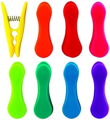 Kikkerland Rainbow Bag Clips (Set of 8), Multicolor