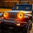 7 Inch Round Headlights DOT Approved Brighter Jeep LED Headlight Amber Halo Hi/Low Sealed Beam H6024 LED Headlight Compatible With Ford Chevy Miata Jeep Wrangler JK TJ LJ CJ Hummer H1 H2 etc