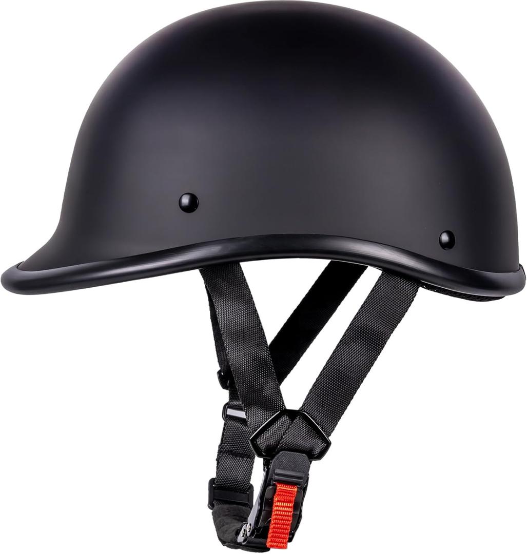 Yesmotor Motorcycle Helmet Half Shell Hawk Style Helmets Compact Lightweight Open Face for Motorcycle Street Bike Cruiser Moped - DOT Approved (Matte Black,L)