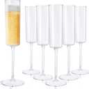 Nervure 24 Pack Plastic Champagne Flutes - 6 Oz Clear Disposable Champagne Flutes - Square Plastic Toasting Glasses for Party Birthday Anniversary Wedding