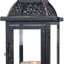 NEEDOMO Large Candle Lanterns Decorative Indoor, 14.4" Outdoor Lantern with Clear Glass, Vintage Metal Candle Holders in Black, Patio Wedding Home Kitchen Coffee Table Livinig Room Decor