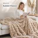 Smoofy Faux Fur Throw Blanket for Couch  Linen Fluffy Cozy Rabbit Fleece, Plush Soft Bubble Blanket for Sofa & Bed, for Mom, Warm Fuzzy Home Room Decor Throw 50" x 60"
