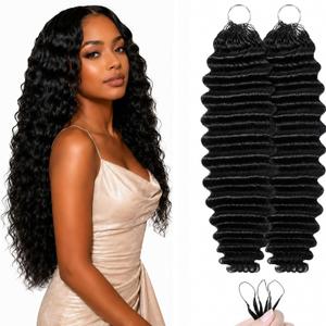 Human Crochet Hair for Black Women Feather Miracle Knots Crochet Human Hair, Black, 18in