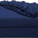 2-Pack Pure Cotton Fitted Sheet Queen Size, 600 Thread Count 16" Deep Pocket Egyptian Cotton Fitted Sheet (2pcs, Queen, Navy Blue)