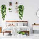 BLEUM CADE Fake Hanging Plants, 2pcs Artificial Pothos Vines Greenery for Wall Home Living Room Office Indoor Outdoor Decor (No Baskets)