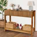 Fluted Console Table with Storage, 48" Long Entryway Slim Sofa Table Behind Couch Entry Tables, Narrow Wood Hallway Modern Living Room Couch Foyer Entrance Tables Brown