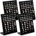 Hiceeden 4 Pack Velvet Ring Display Stand, 50 Slots Rings Organizer Jewelry Display Tray, L-Shaped Ring Holder Display for Selling Earrings Rings, Black