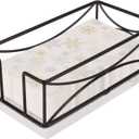 Livabber Guest Napkin Holder, Metal Bathroom Paper Hand Towel Storage Modern Napkin Tray Caddy for Countertop, Table Kitchen, Dinning Room (Black, Marble Base)