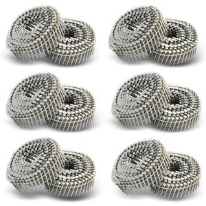 3600 Count Stainless Steel Siding Nails 15-Degree Collated Wire Coil 1-1/4 Inch, 0.09 Inch Ring Shank Siding Nails