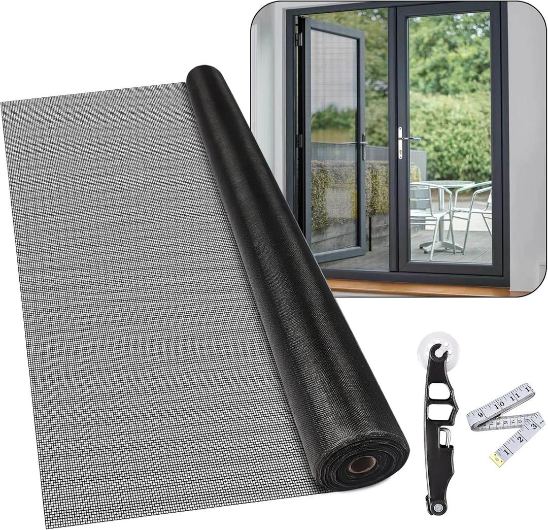 36Inch x 100Feet Window Screen Mesh Roll and Durable Screen Door Replacement, Window Mesh Screen Roll for Windows (Black)
