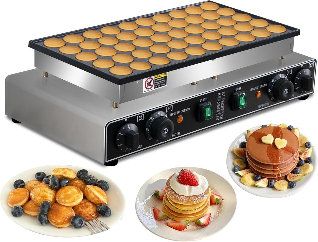 50PCS Mini Pancake Maker, 110V 1900W Commercial 1.8 In Mini Dutch Pancake Maker Machine, Nonstick,stainless steel, Commercial Dutch Poffertjes Grill for Home Kitchen & Restaurant