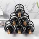 GeLive Small TabletopWine Rack 6 Bottles Triangle Freestanding Countertop WineBottle Holder Cabinet Pantry WineStorage Stand Bottle Organizer for Coffee Bar Kitchen, Frosted Iron, Black