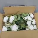 Hananona 50 Pcs Artificial Roses in Bulk, Fake Velvet Silk White Roses Realistic White Roses for Wedding Centerpieces Flower Arrangement Home Decor (50, White)
