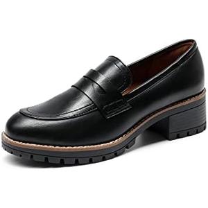 DREAM PAIRS Women's Platform Chunky Heeled Loafers, Womens Business Casual Shoes Size 7.5