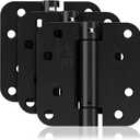3 Pack Self Closing Door Hinges, 4 Inch Spring Loaded Door Hinges for Garage, Front, Back Door, Left/Right Hand, Adjustable Tension, 5/8'' Radius Corners, UL Listed, Black