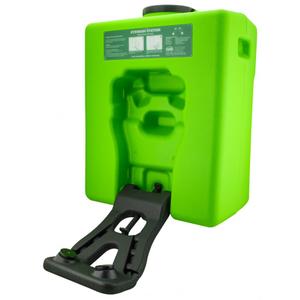 SAS Safety Corp Eyewash Station. 9.65 Gallon Capacity. Green Color. Portable Gravity Fed. Lockable Cap. Portable Unit Measures 20.15" x 16.5" x 9.5". (5134-00)