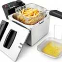 2L Mini Deep Fryer with Basket for Home Use, Electric Small Deep Fryer with Oil Filtration System & Lid, 1300W Compact Countertop Fryer with Adjustable Temperature, Stainless Steel Body