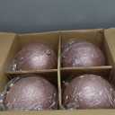 Zubebe 4 Pcs Extra Large Christmas Ball Ornaments Glitter 8'' (200 Mm) Giant Oversized Plastic Xmas Ball Big Hanging Christmas Tree Ornaments for Holiday Party Outdoor Decor(Shiny Rose Gold)