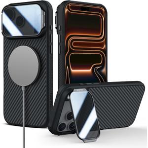 Nillkin for iPhone 17 Pro Max Case with Camera Cover, 1500D Aramid Fiber Woven, Compatible with MagSafe, Full Camera Protection, Adjustable Kickstand, Techwoven iPhone 17 Pro Max Case with Stand 6.9''