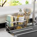 Sponge Holder & Sink Caddy Organizer - Rustproof Kitchen Sink Organizer High Brush Holder - Home Essentials Countertop Storage Organization (Silver)