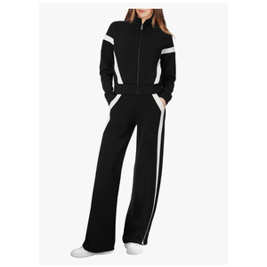 XIEERDUO Lounge Sets for Women 2025 Sweatsuit 2 Piece Outfits Sweatshirt Wide Leg Sweatpant Tracksuit Matching Set M