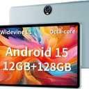 2025 Upgraded Android 15 Tablet 11inch, 12GB+128GB+512GB, Support Face Unlock,18W Fast Charging with 8000mAh Large Battery ,Dual WiFi6, Dual Camera,Octa-Core CPU, Bluetooth,HD Touchscreen Display