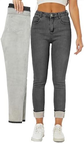 heipeiwa Women's Winter Jeans Fleece Lined Jeans Thermal Thick Skinny Denim Pants Slim Stretch Warm Jeggings, Size: M