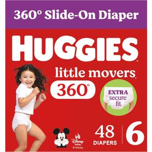Huggies Little Movers HuggFit 360 Diapers Size 6, 48 Count