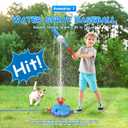 4-in-1 Water Sprinkler for Kids, Water Outdoor Baseball Rocket Launcher Toy with Water Sprinkler Baseball Toy, Kids Outdoor Sprinkler for Summer Backyard Lawn Pool Party for Ages 3-8 (Blue)