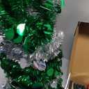 Joiedomi 5 FT Pop Up Christmas Green Tree with Lights, Collapsible Tinsel Christmas Tree Decorations with 50 Multicolor LED Lights and Ball Ornaments for Home Holiday Party Indoor Decor Green Trees