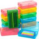 Mr. Pen- Clear Pencil Boxes Bulk, 12 Pack, Colorful, Snap-Tight Lid, Plastic Pencil Box Organizer, 7.9"x4.5"x2.4"