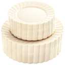 YOUBET 100PCS Ivory Scalloped Plastic Plates - Heavy Duty Disposable Fancy Hard Plates Include 50 Dinner Plate, 50 Dessert Plate, for Wedding & Party