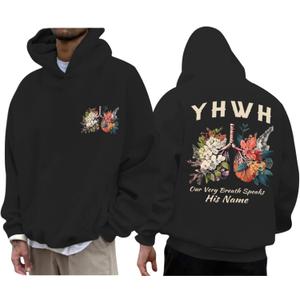 Christian Yhwh Hoodie For Men Jesus God Hoodies Faith Religious Hooded Sweatshirts Bible Verse Inspirational Pullover (X-Large, Black)
