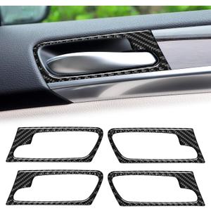 Compatible with Carbon Fiber Interior Door Handle Frame Interior Decoration Sticker for BMW X5 E70 X6 E71 2008 2009 2010 2011 2012 2013 (4PCS Black)