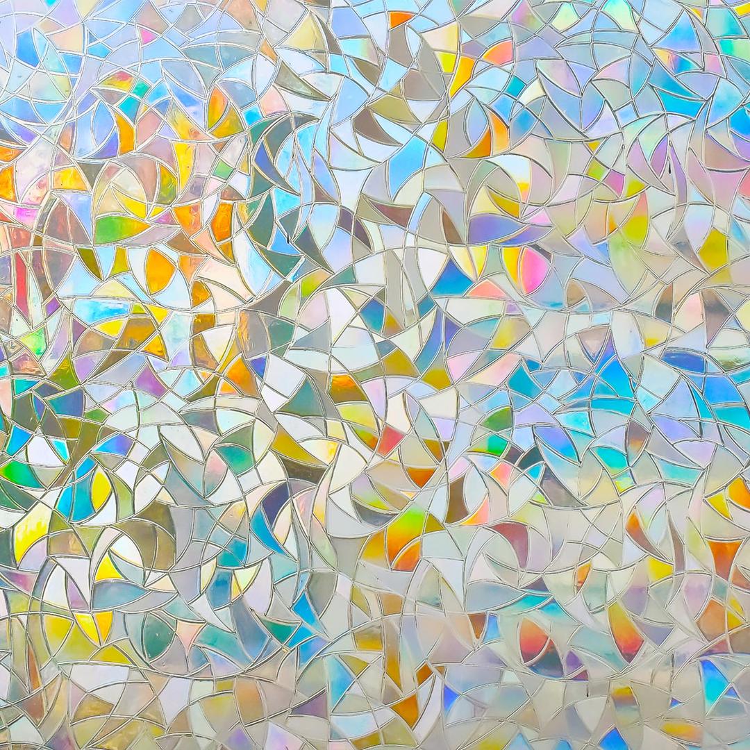 2 x LEMON CLOUD Rainbow Stained Glass Window Privacy Film, 17.5 x 157.4