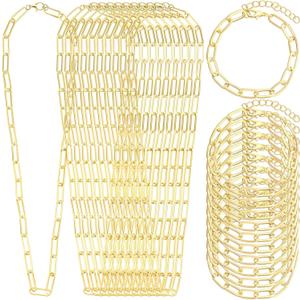 Landical 20 Pcs Charm Necklace Bracelets Making Kit Paperclip Chain DIY Jewelry Making Supplies Paperclip Link Bracelets Necklaces with Lobster Clasps for Women Men(Gold,18 Inches)