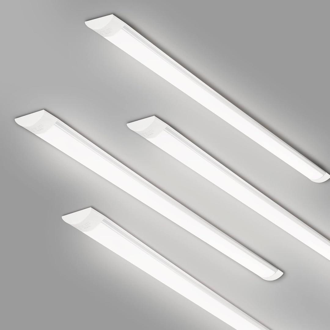 4 Packs 4FT LED Batten Light, Ultra-Thin Ceiling Surface Mounted Light, 40W, 4000K, IP20, LED Ceiling Lamp for Garage, Shop, Hallway, Office, Market, ver2