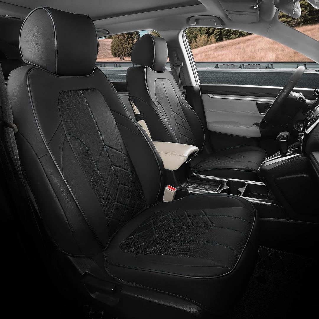Honda CRV Seat Covers Custom Fit 2017-2022 EXL EX LX Sport,Touring,Hybrid - Luxury Waterproof Leather Car Seat Covers Full Set - Black