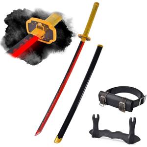 Light-Up Yoriichi Sword Replica with Rechargeable Battery, 30 Inch LED Katana with Display Stand, and Belt, Wands for Cosplay and Collection, Perfect for Halloween and Gift