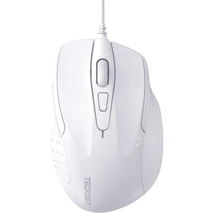TECKNET USB Wired Mouse, 6-Button Corded Mouse with 4 Adjustable DPI, Optical Computer Mouse with Ergonomic Design and 5FT Cord for Laptop, Chromebook, PC, Desktop, Mac, Notebook-LT.White