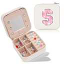 Uygafly Personalized Jewelry Case for Women Girls - Fashion Mini Jewelry Boxes - Trendy Travel Jewelry Organizer with Initials Letter - Teen Gifts | Cream,Z
