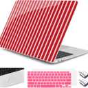 for M1 MacBook Air 13 inch Case 2021 2020 2019 2018 Model A2337/A2179/A1932, Laptop Hard Shell Case with Keyboard Cover & Trackpad Protector & 2 OTG Adapters, Strawberry Jam
