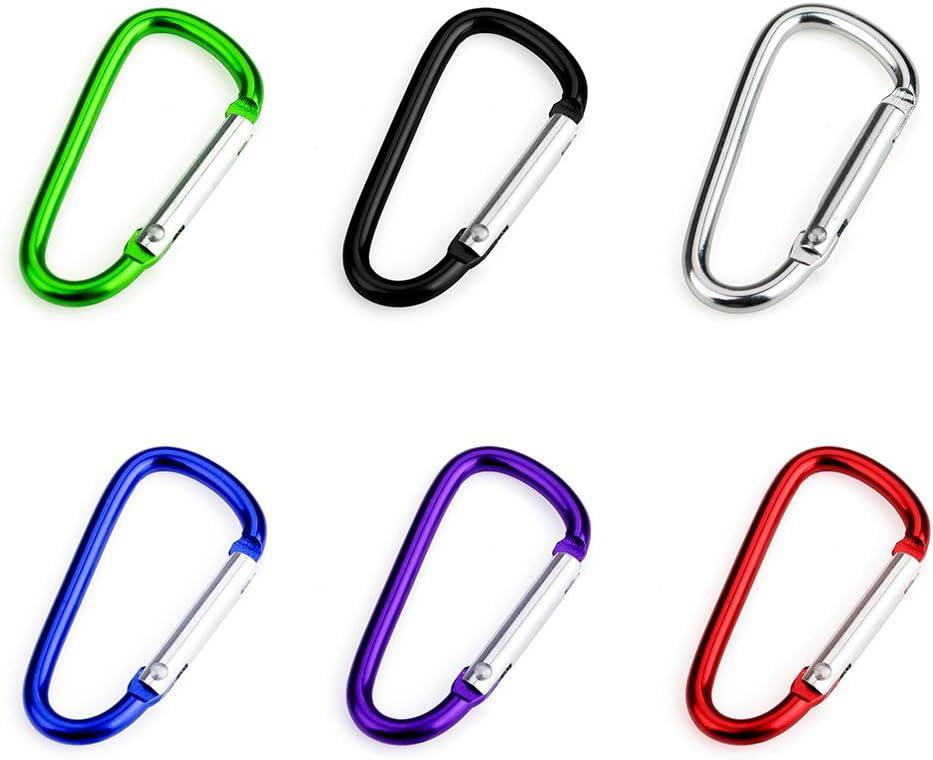GOGO 6PCS D-Shaped Carabiner with Spring Snap Hooks, 2 Inch Carabiner Clip Key Holders