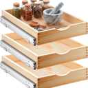 Sintuff 3 Pack Wooden Pull out Tray Cabinet Organizer Gentle Close Roll out Shelves for Kitchen Cabinets Fully Assembled Slide Pantry Shelves (15'' X 21'')