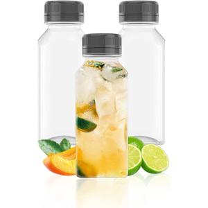 Goiio 3 Pcs 8 Ounce Plastic Juice Bottles, Clear Bulk Beverage Containers, for Smoothies, Juice Milk and Homemade Beverages
