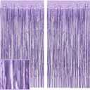 xo, Fetti Party Decorations Matte Purple Fringe Foil Curtain - Set of 2 | Bachelorette Bridal Shower Backdrop, Wedding, Birthday Photo Booth