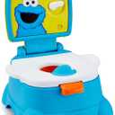 Sesame Street Cookie Monster Terrific 3 in 1 Potty Training Toilet Seat and Step Stool, Easy Clean Design with Flush Handle and Sounds, Portable, Great for Travel, Perfect for Toddler Boys & Girls 1-3