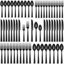 Stapava 60 Pcs Black Silverware Set, Food-Grade Stainless Steel Flatware Set for 12 Mirror Polished Cutlery Utensil Sets Include Dinner Knives Spoons and Forks Set Dishwasher Safe for Home Restaurant