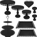 Set of 9 Cake Stands Metal Cupcake Stand Set Multiple Styles Candy Fruit Display Tower Dessert Plate Cake Serving Tray for Birthday Party Wedding Anniversary Baby Shower Engagement (Black)
